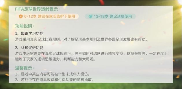 游戏适龄提示示例