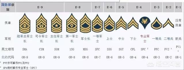 美军中的军衔制度是怎么样的？