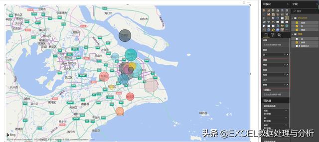 Power BI Desktop中抓取上海市各区的经纬度制作可视化地图