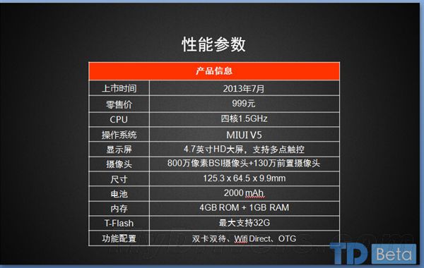 售价999，红米手机配置信息曝光？