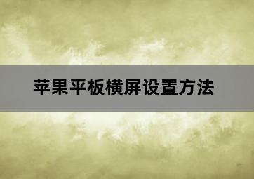 苹果平板横屏设置方法