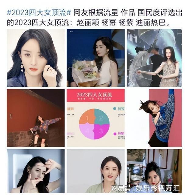 最新出炉！2023内娱四大女顶流，赵丽颖杨幂迪丽热巴杨紫你喜欢谁