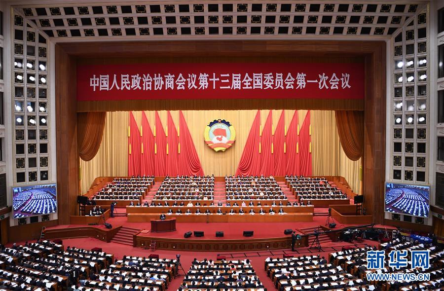 全国政协十三届一次会议举行第二次全体会议