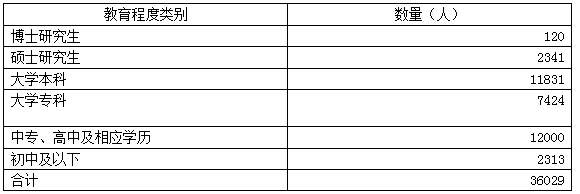 表3 按受教育程度划分长安汽车员工数量表